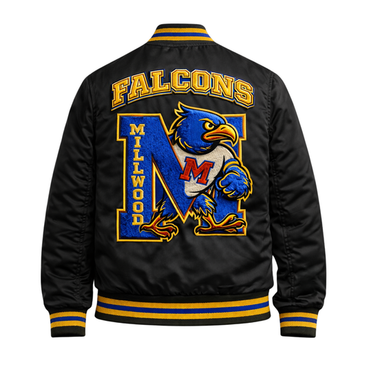 Millwood Falcons “All Business” Satin Bomber
